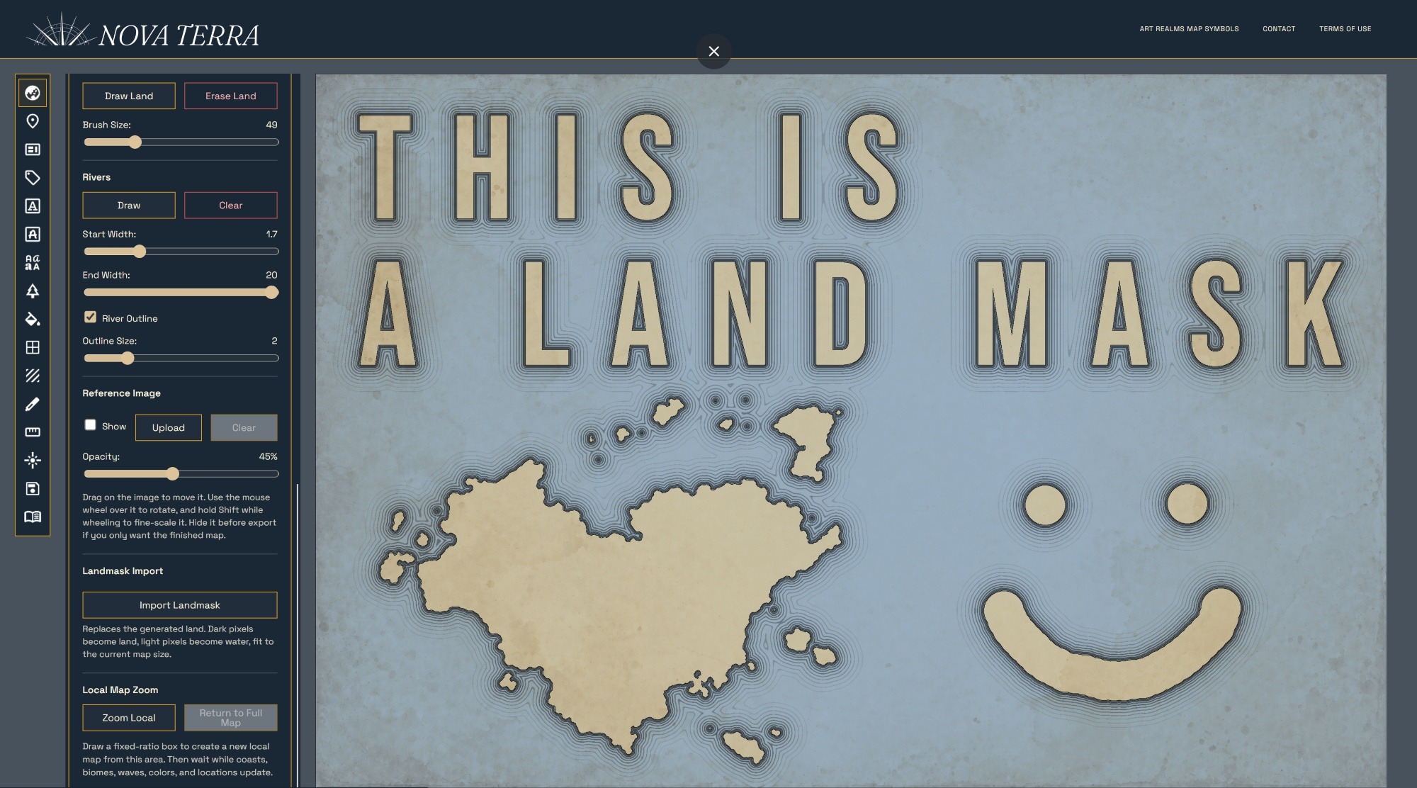 Nova Terra landmask import view